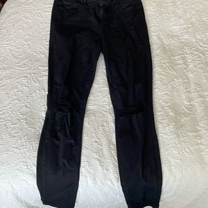 Paige jeans. Black skinny jeans with ripped knees